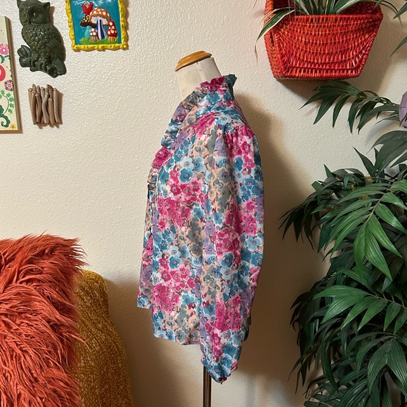 70s vintage Teddy of California floral polyester button down blouse - Picture 7 of 11